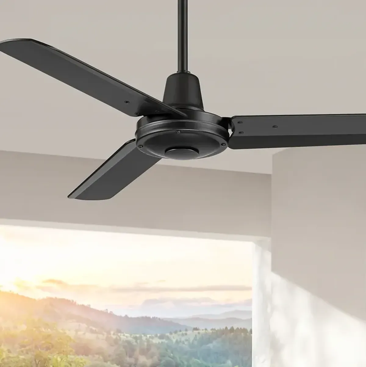 44" Casa Vieja Plaza DC Matte Black Damp Rated Ceiling Fan with Remote