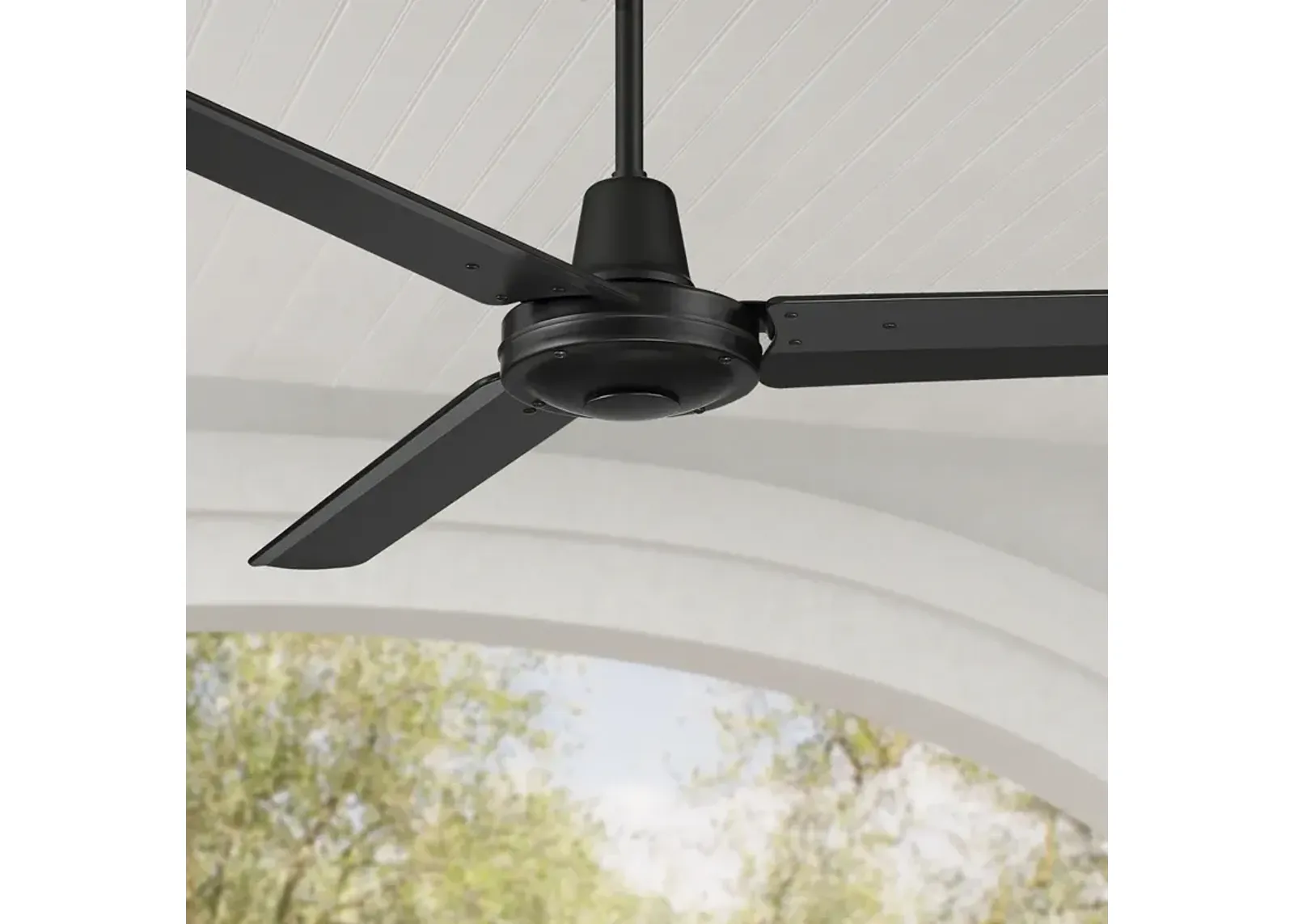 52" Plaza DC Matte Black Finish Damp Rated Ceiling Fan with Remote