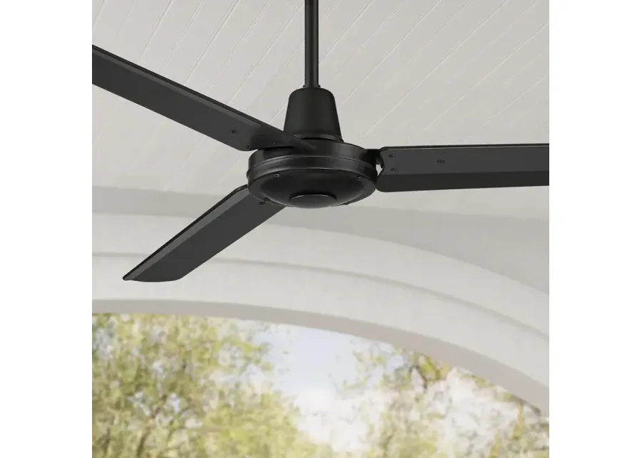 52" Plaza DC Matte Black Finish Damp Rated Ceiling Fan with Remote