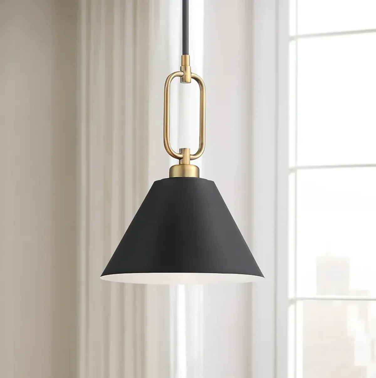 Stiffel Meyer 11 1/2" Wide Black and Warm Gold Mini Pendant