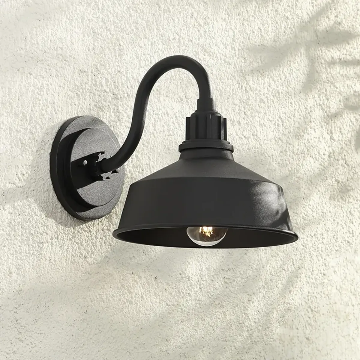 Arnett 10 1/2" Textured Black Dusk to Dawn Outdoor Barn Light