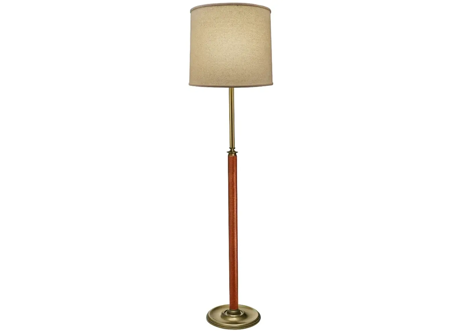 Stiffel Sheridan 65" High Antique Brass and Faux Leather Floor Lamp