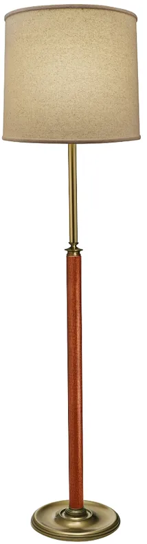 Stiffel Sheridan 65" High Antique Brass and Faux Leather Floor Lamp