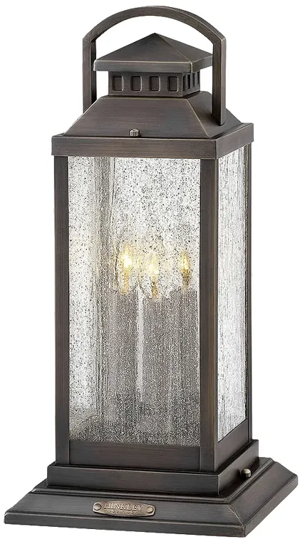 Outdoor Revere-Large Pier Mount Lantern-Blackened Brass