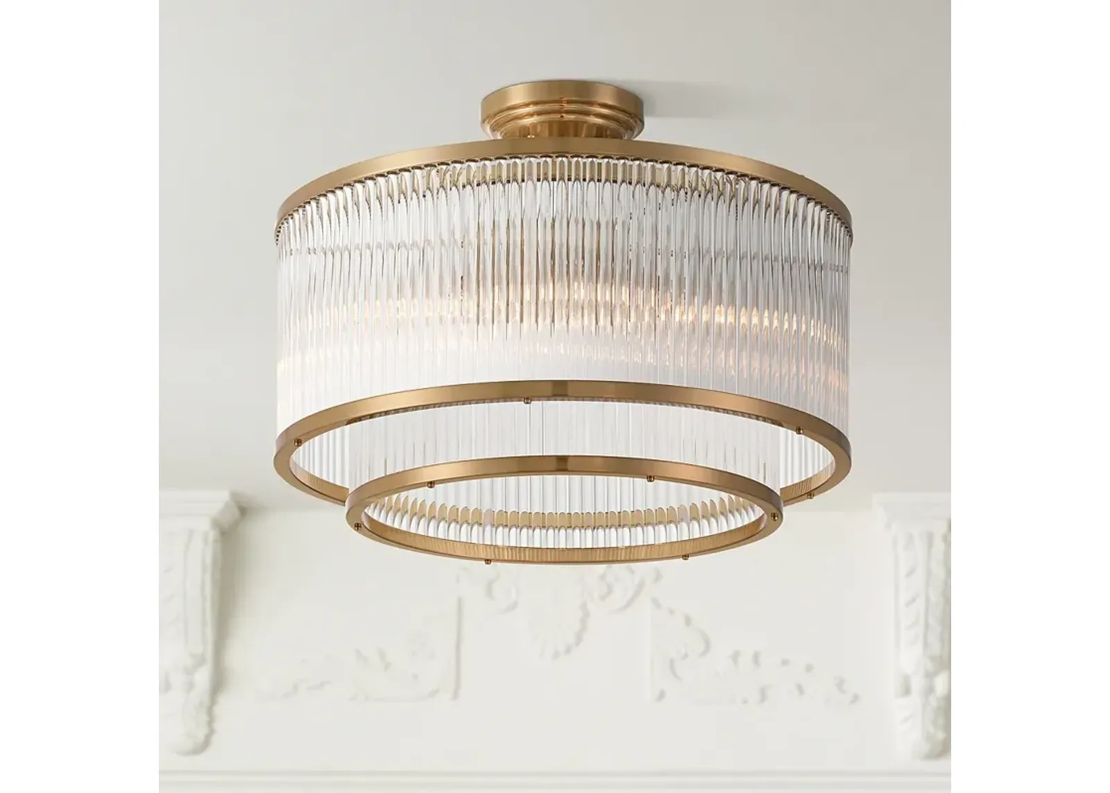 Warren 16 1/4"W Golden Bronze Crystal 5-Light Ceiling Light