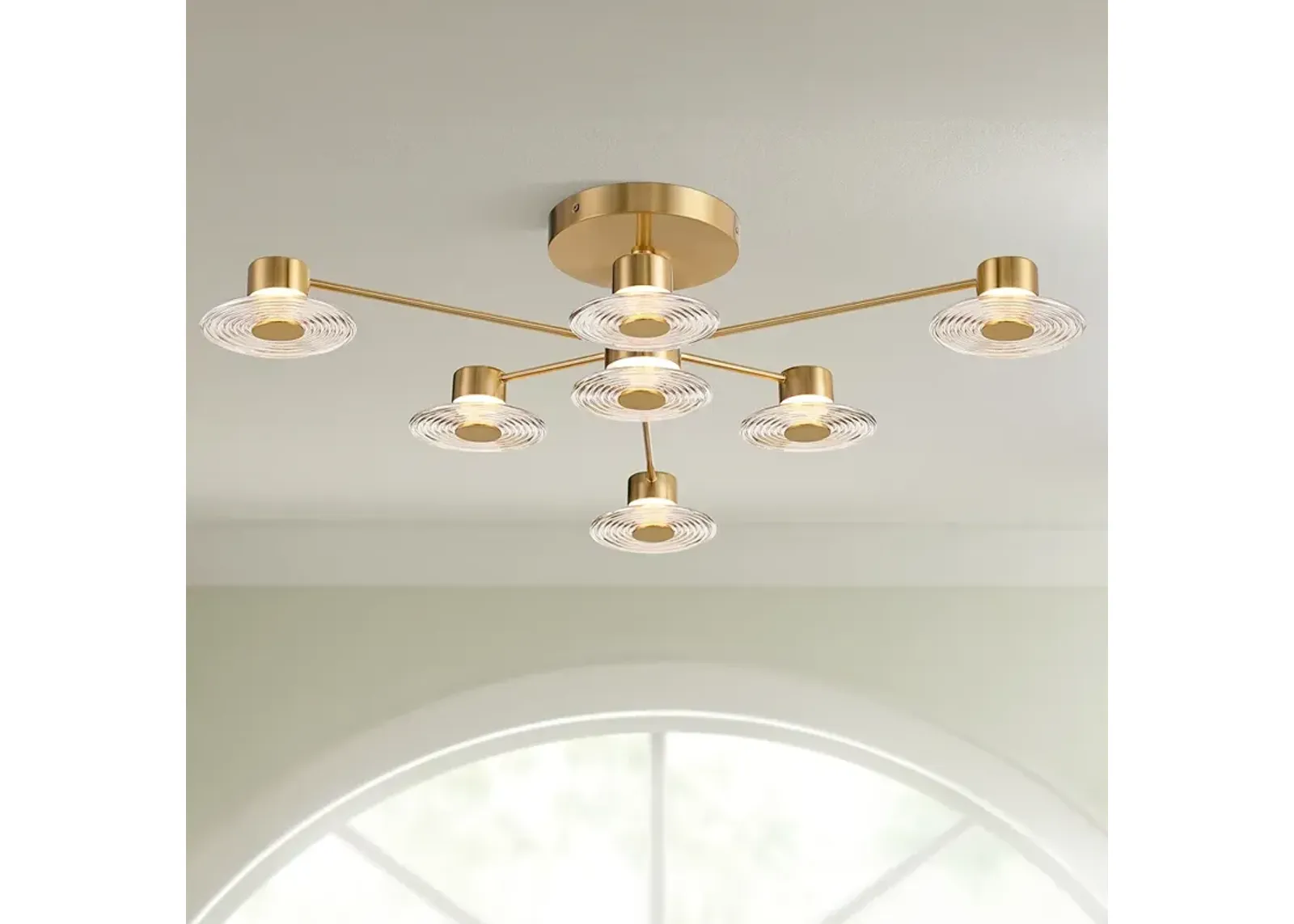 Possini Euro Chapman 33 1/2" Wide Warm Gold 7-Light LED Ceiling Light