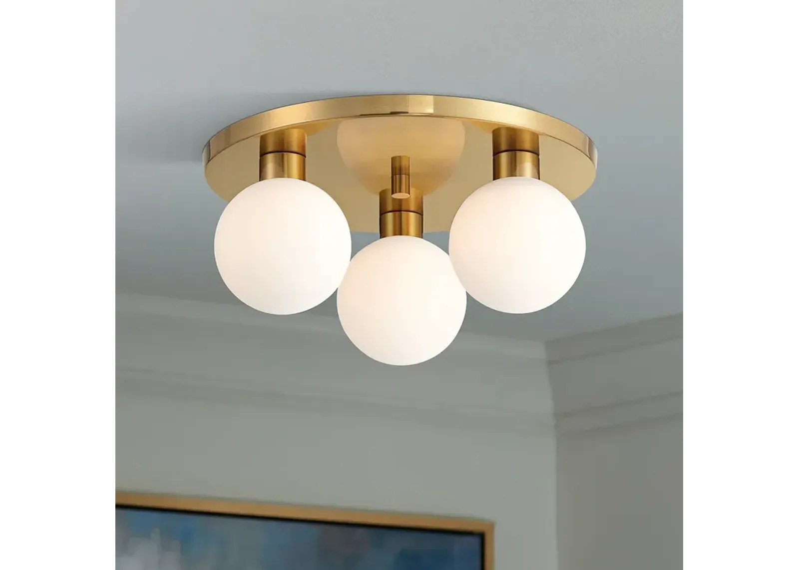 Possini Euro Mandy 12 1/4"W Gold 3-Light LED Ceiling Light