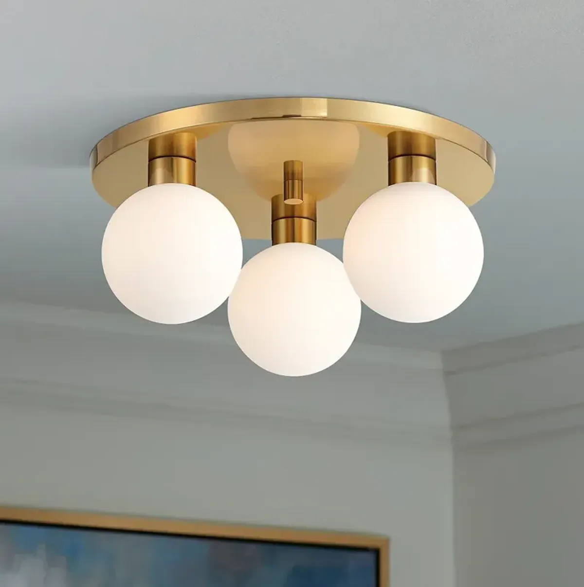 Possini Euro Mandy 12 1/4"W Gold 3-Light LED Ceiling Light