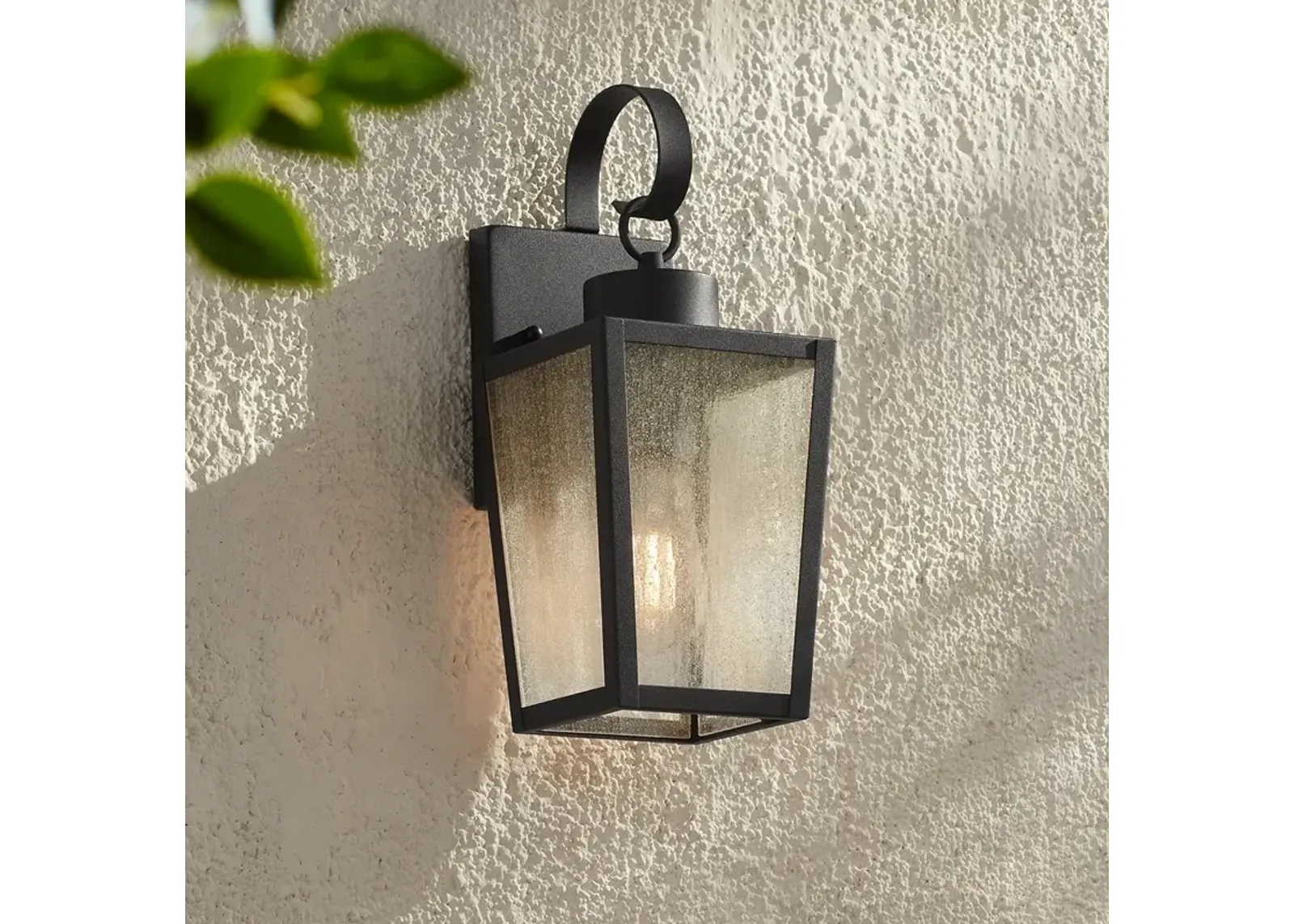 Thebes 13 1/4" High Textured Black Outdoor Wall Light