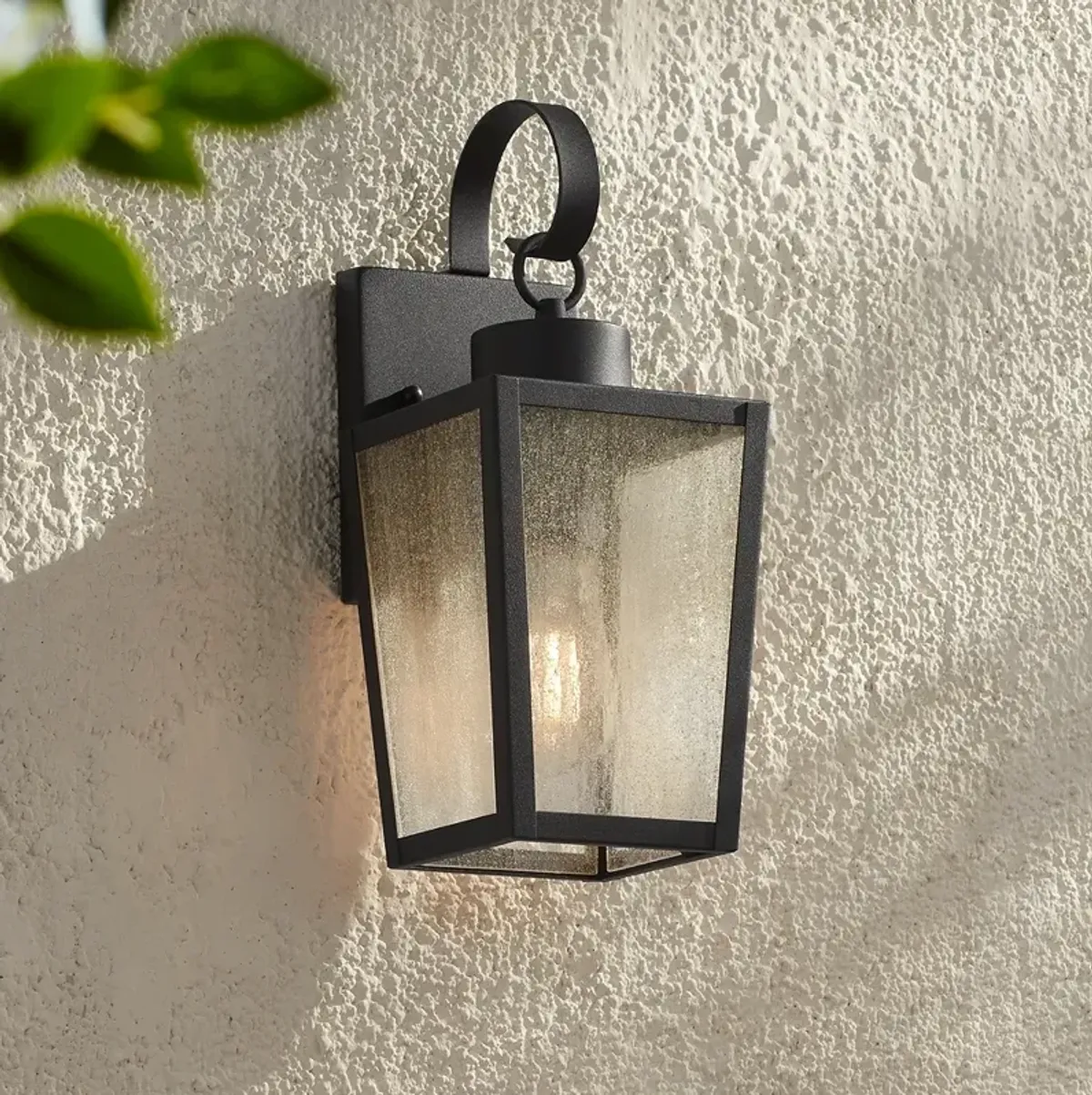 Thebes 13 1/4" High Textured Black Outdoor Wall Light