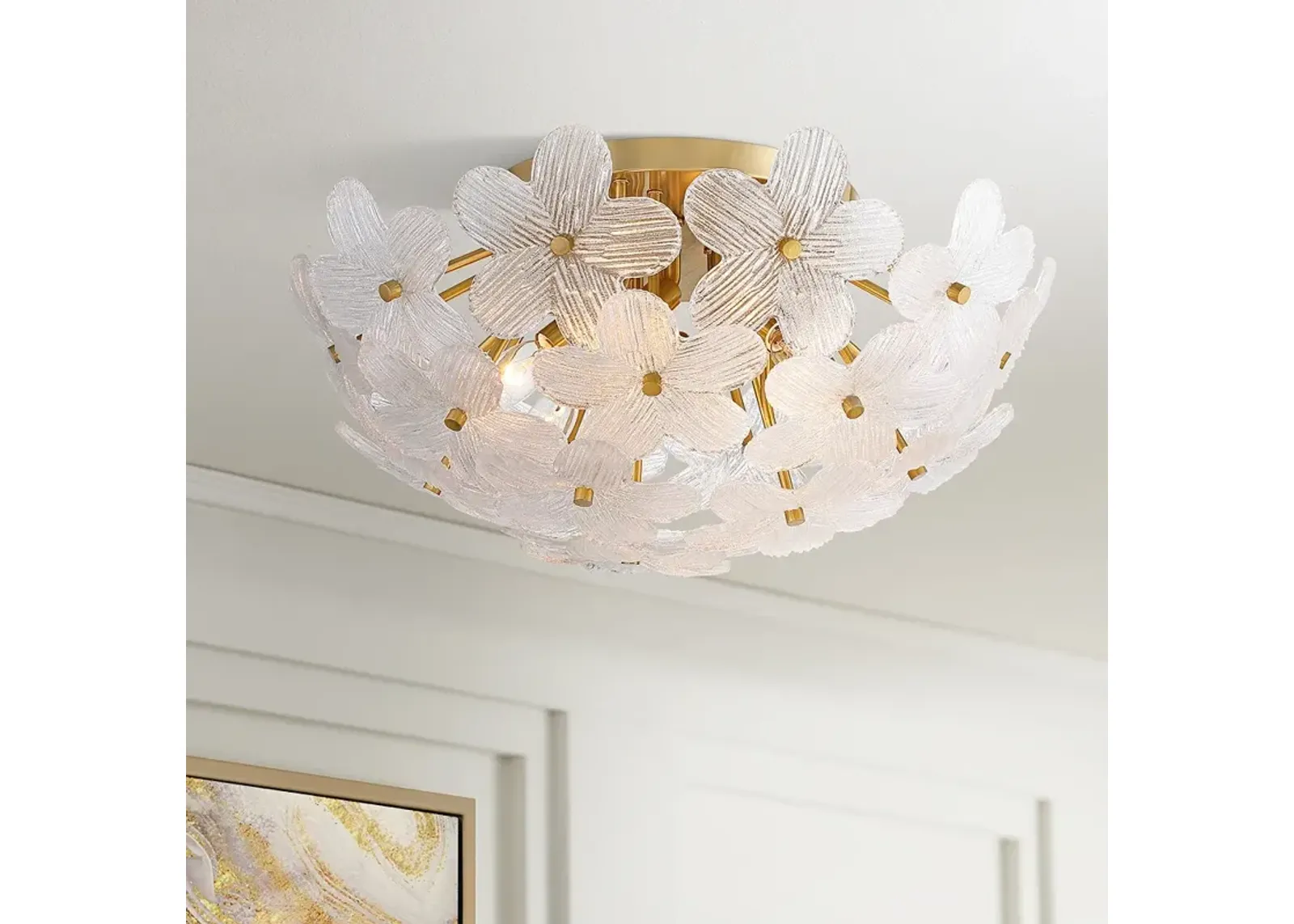 Possini Euro Filoli 20" Wide Gold Flower Ceiling Light