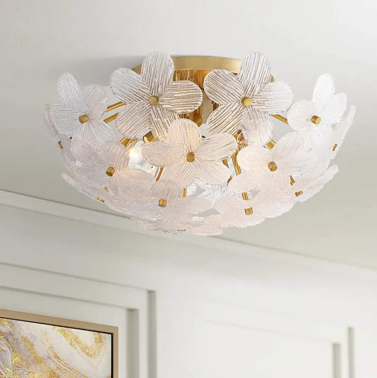 Possini Euro Filoli 20" Wide Gold Flower Ceiling Light