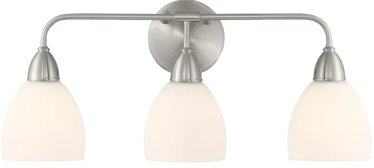 Possini Euro Powder 22" Wide Brushed Nickel 3-Light Bath Light