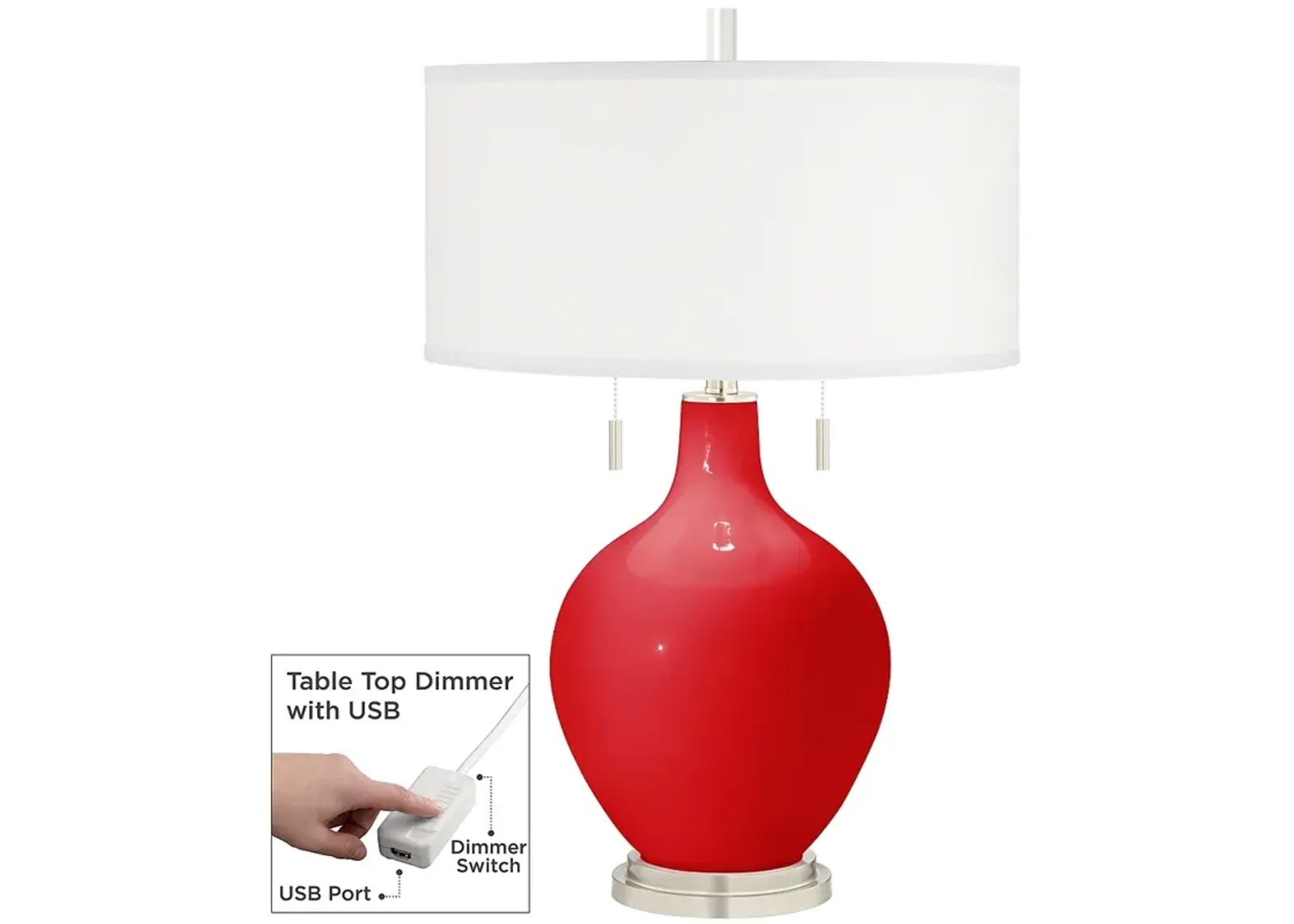 Bright Red Toby Table Lamp with Dimmer