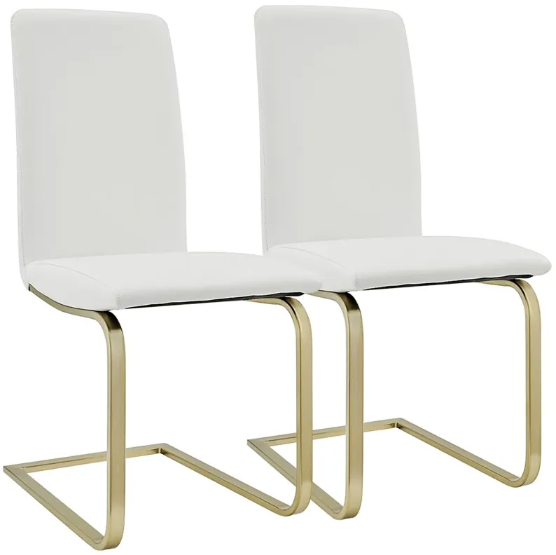 Cinzia White Faux Leather Dining Chairs Set of 2