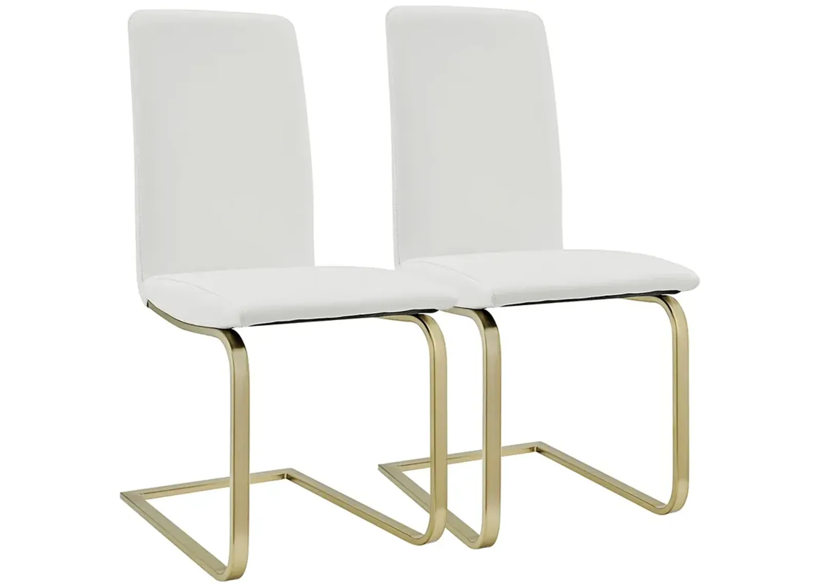 Cinzia White Faux Leather Dining Chairs Set of 2