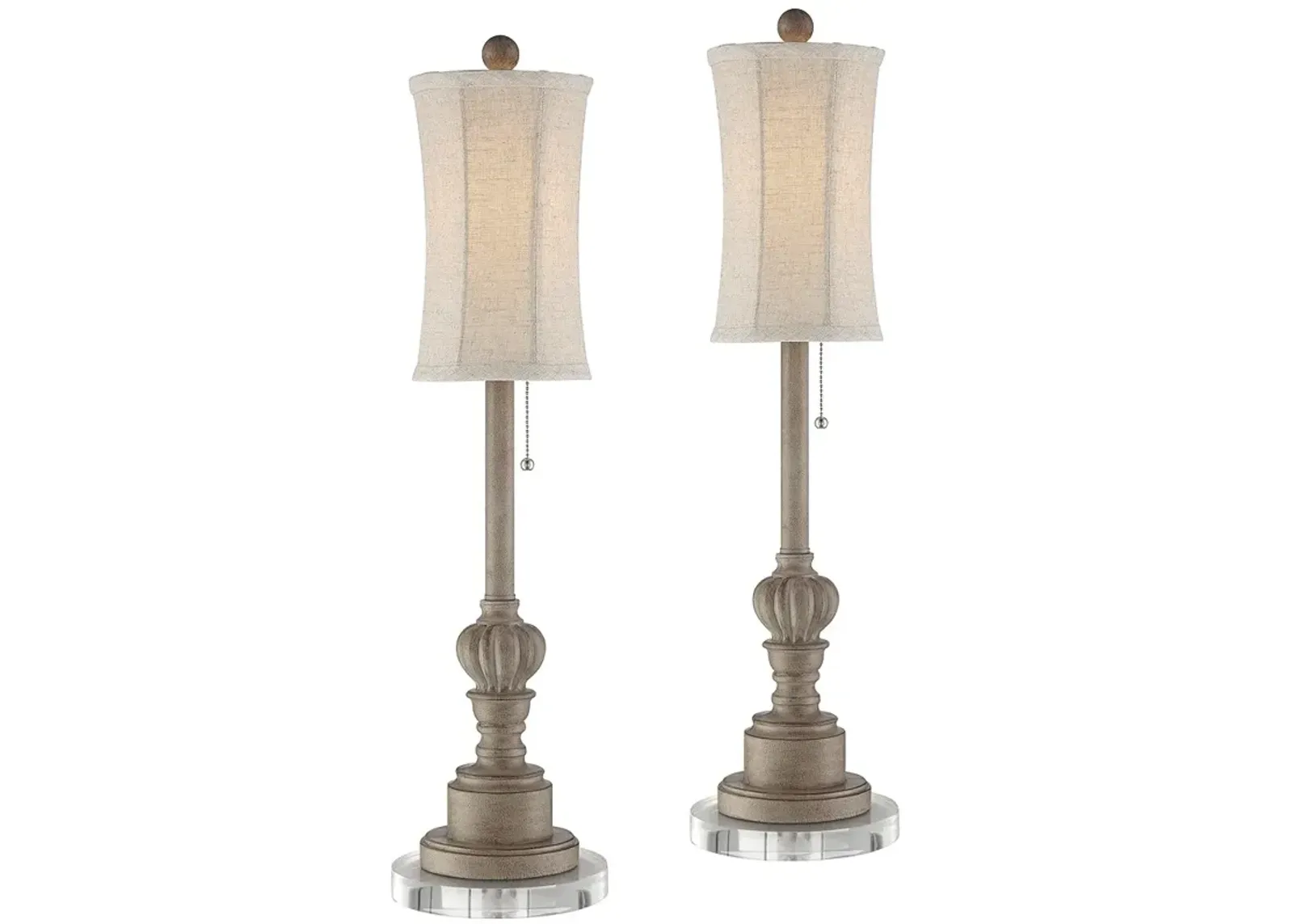 Bertie Natural Traditional Buffet Lamps With 7" Round Risers