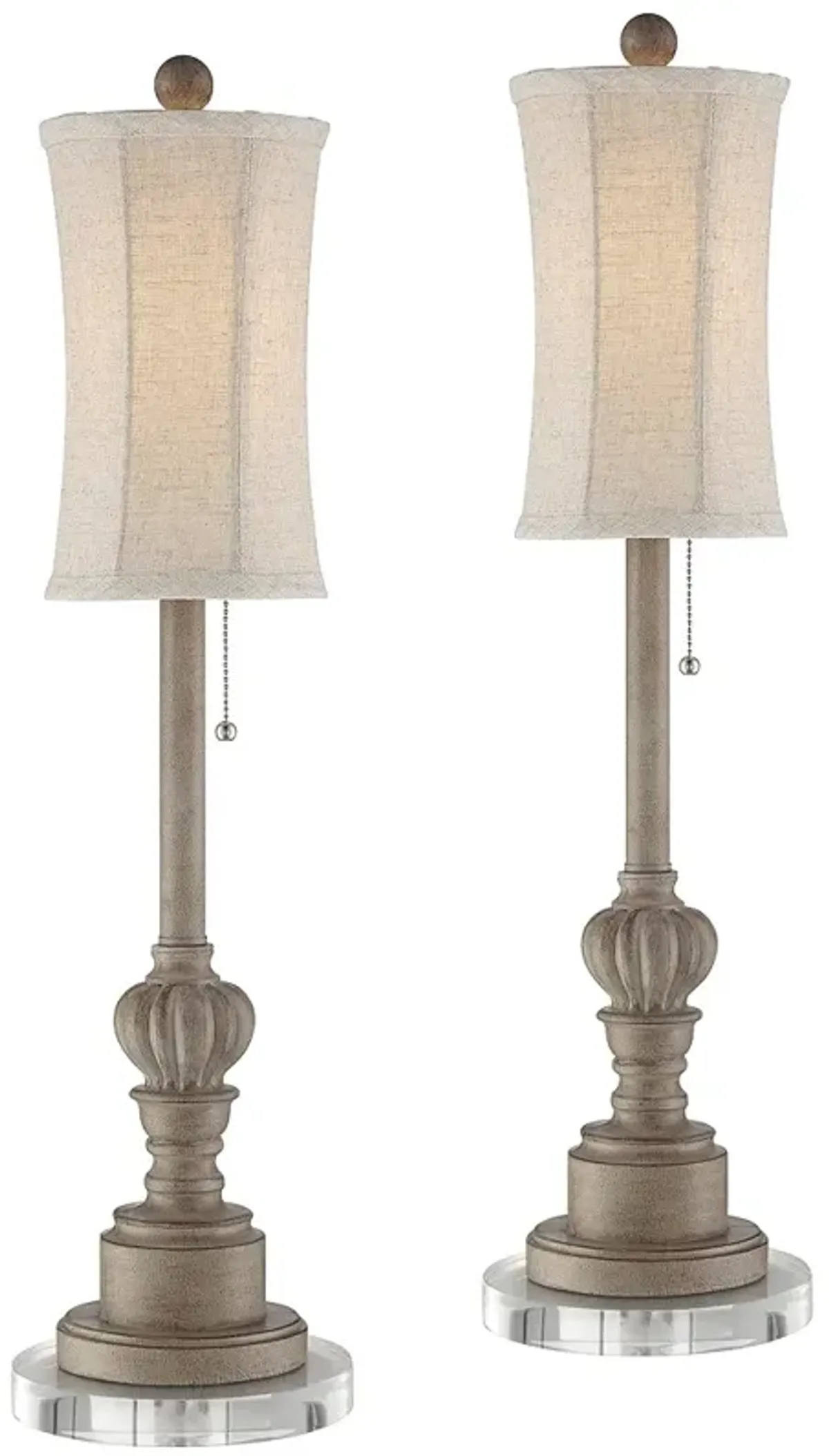 Bertie Natural Traditional Buffet Lamps With 7" Round Risers