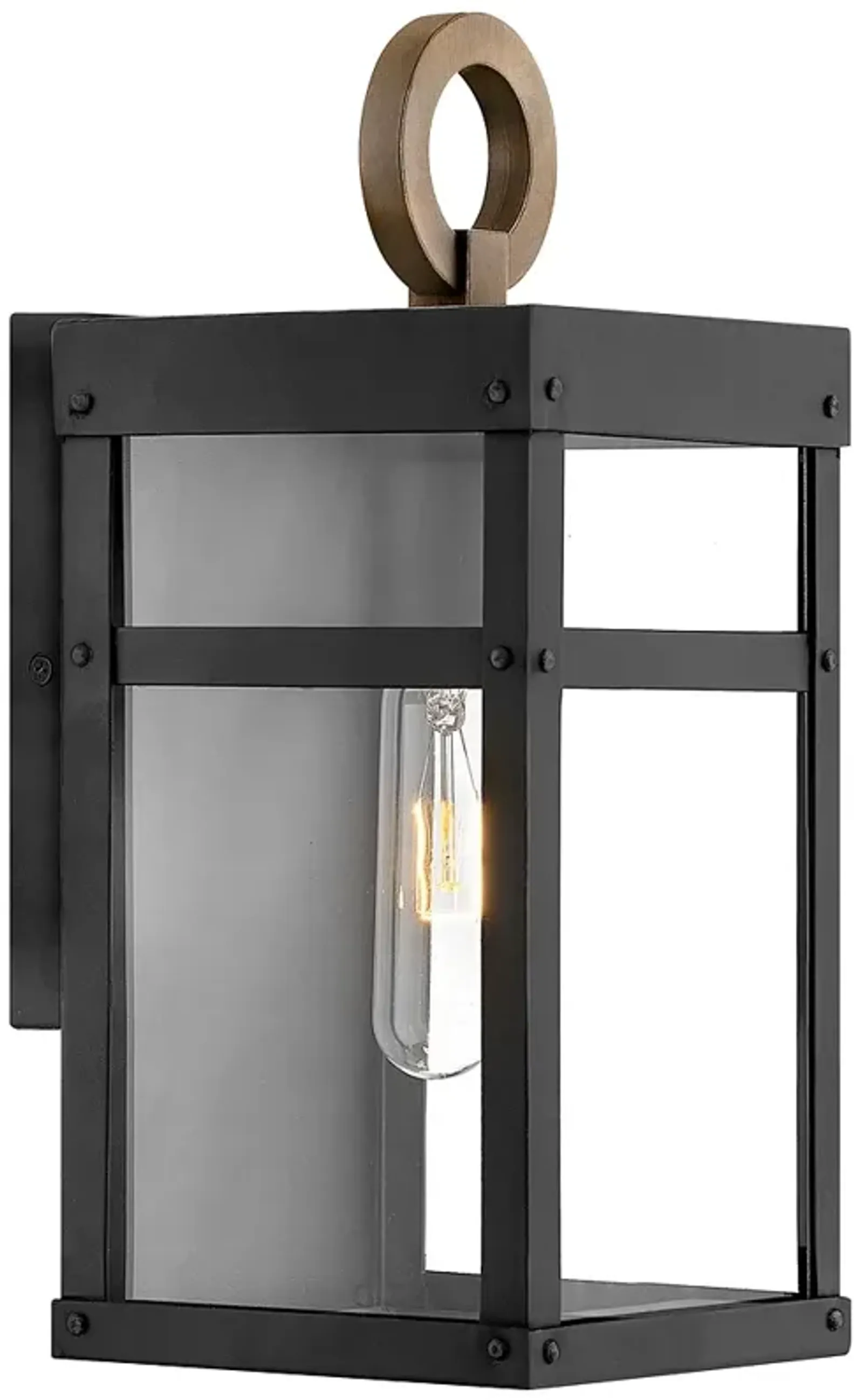 Hinkley Porter 13" High Black and Clear Glass LED Outdoor Wall Light