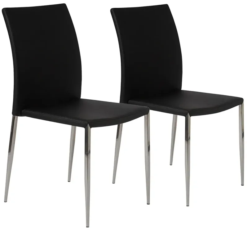 Diana Black Faux Leather Dining Chairs Set of 2