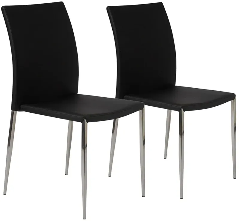 Diana Black Faux Leather Dining Chairs Set of 2