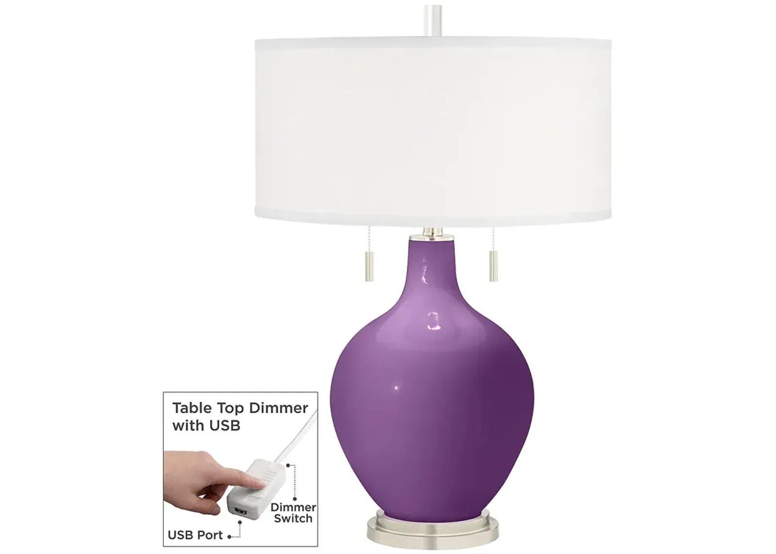 Passionate Purple Toby Table Lamp with Dimmer