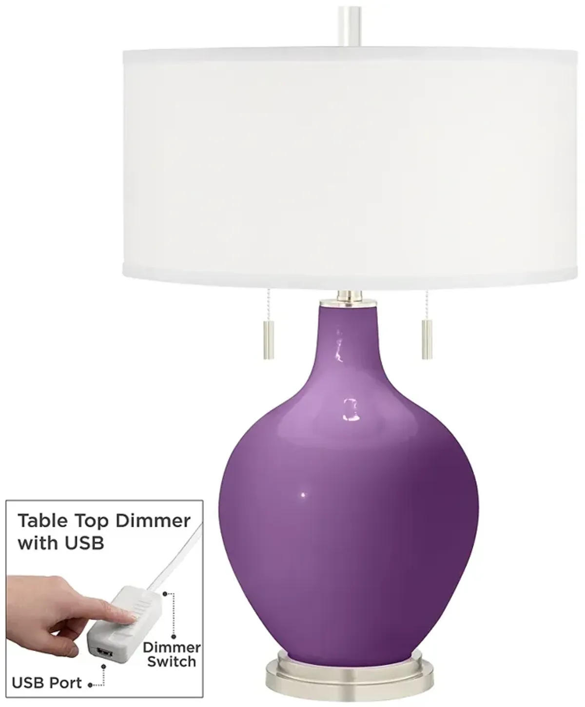 Passionate Purple Toby Table Lamp with Dimmer