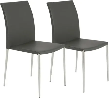 Diana Gray Faux Leather Dining Chairs Set of 2