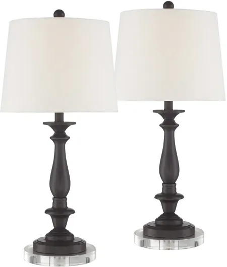 Percy Bronze Metal Table Lamps With 7" Round Risers