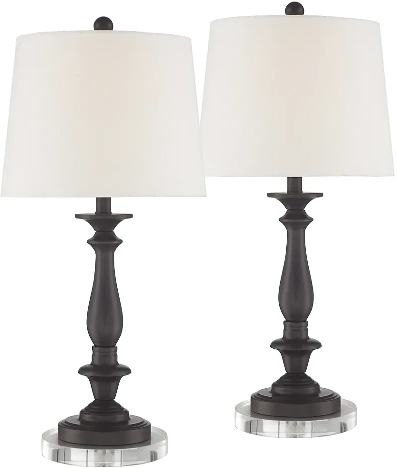 Percy Bronze Metal Table Lamps With 7" Round Risers