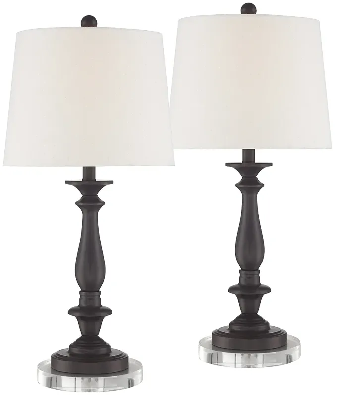 Percy Bronze Metal Table Lamps With 7" Round Risers