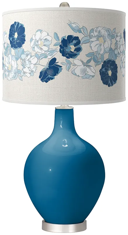 Mykonos Blue Rose Bouquet Ovo Table Lamp