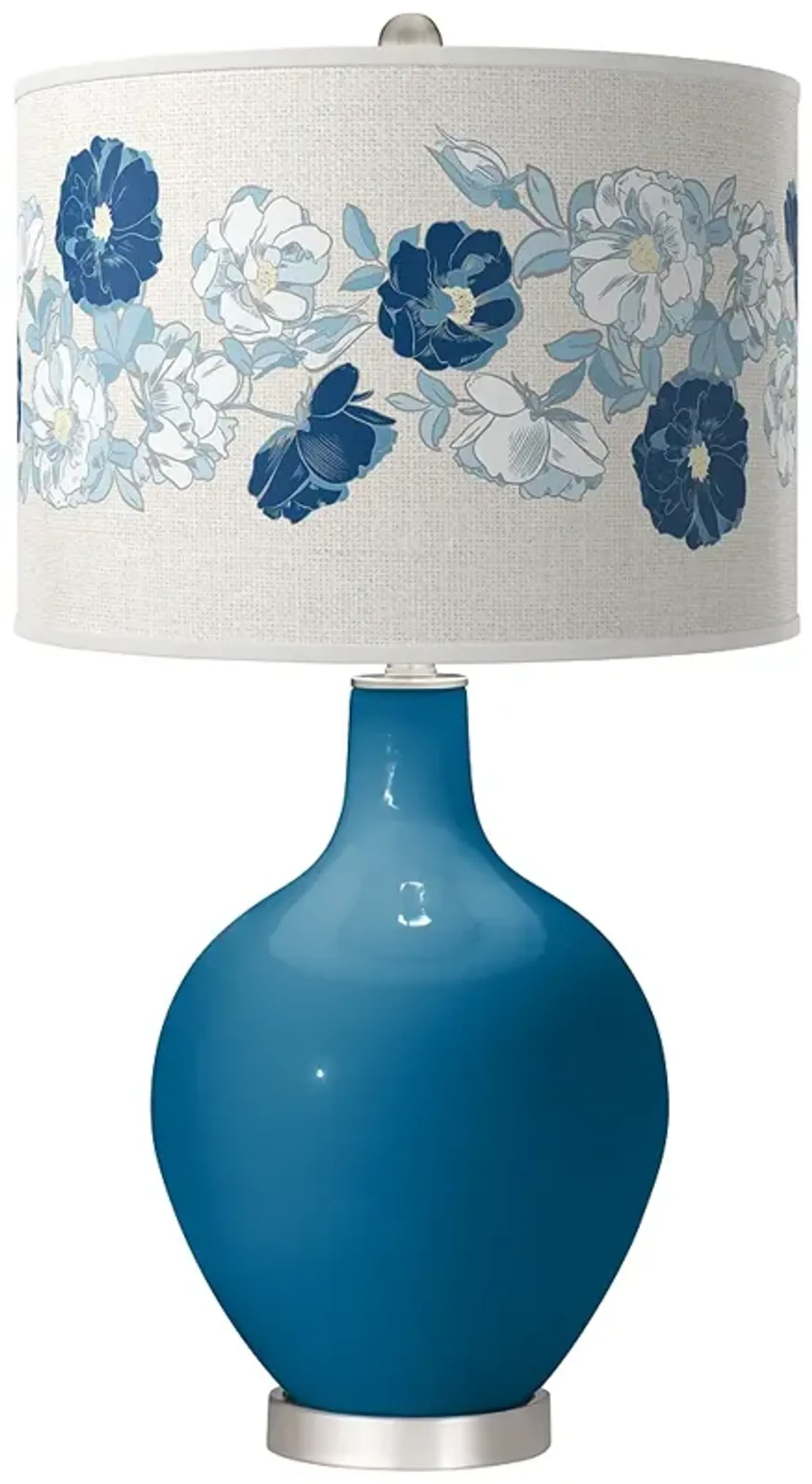 Color Plus Ovo 28 1/2" Rose Bouquet Shade Mykonos Blue Table Lamp