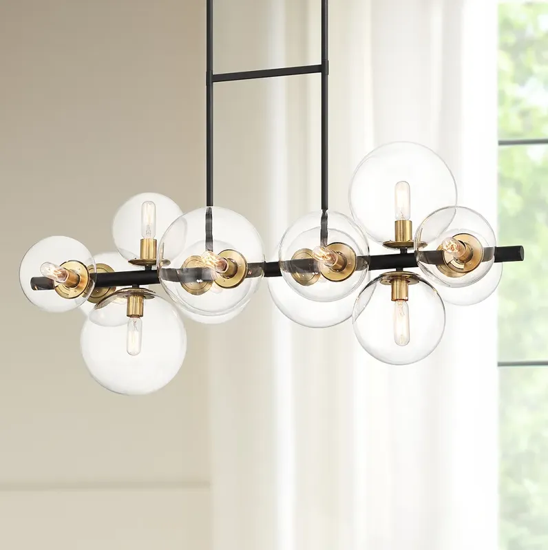 Possini Euro Vasa 34" Black and Gold 12-Light Modern Island Chandelier