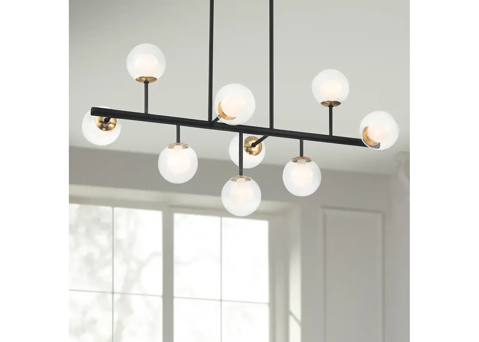 Possini Euro Marrion 36 1/2" Black Gold LED 9-Light Linear Pendant