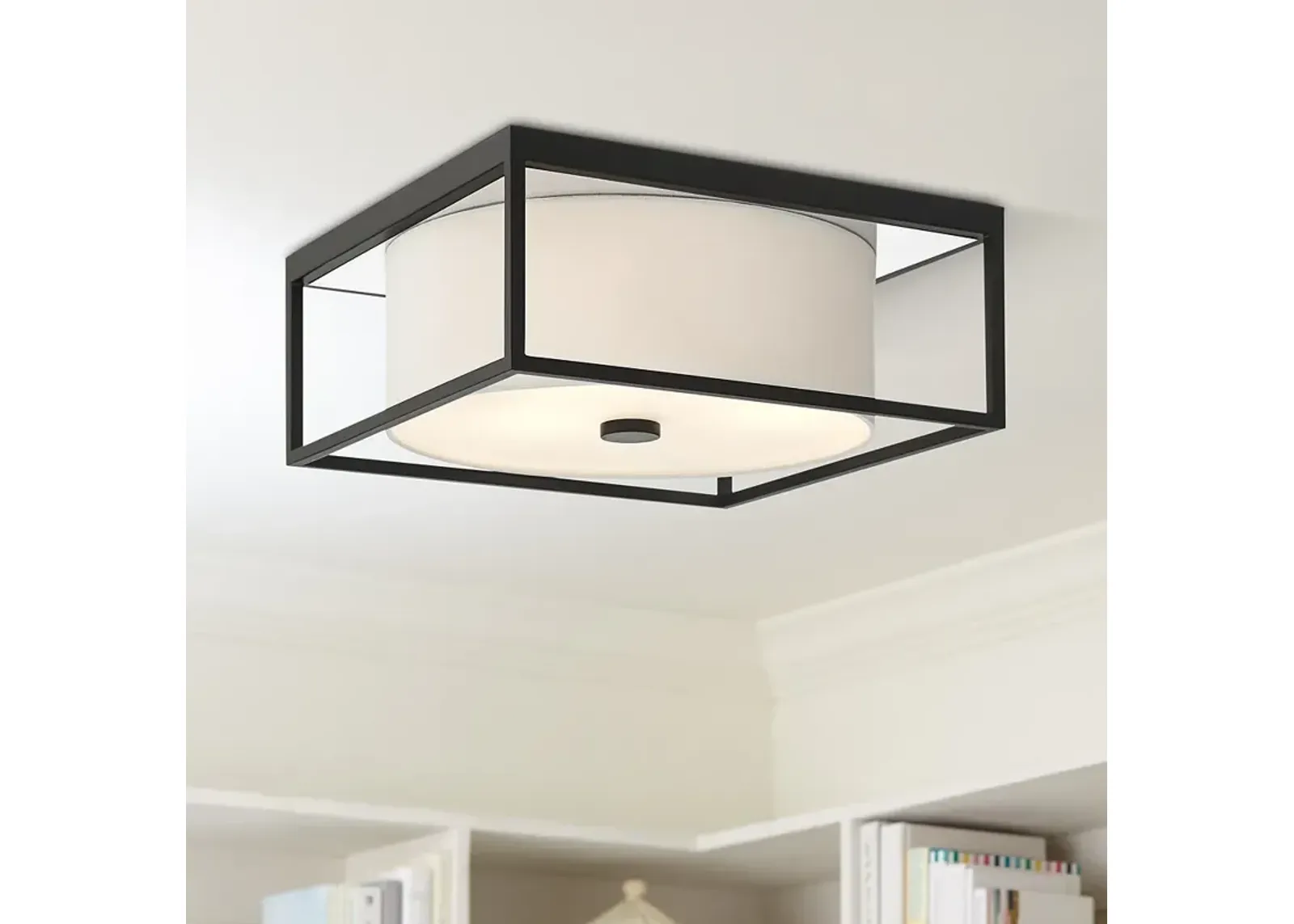 Possini Euro Graham 17 1/2" Wide Matte Black Ceiling Light