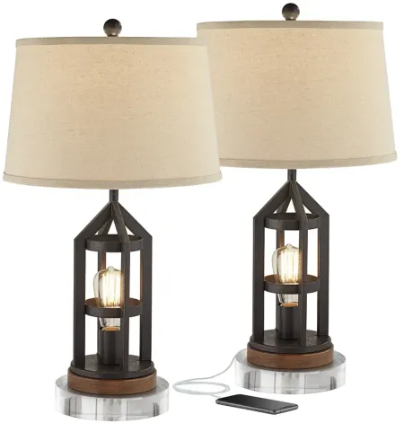 Franklin Iron 27 1/2" Bronze Night Light USB Lamps with Acrylic Risers