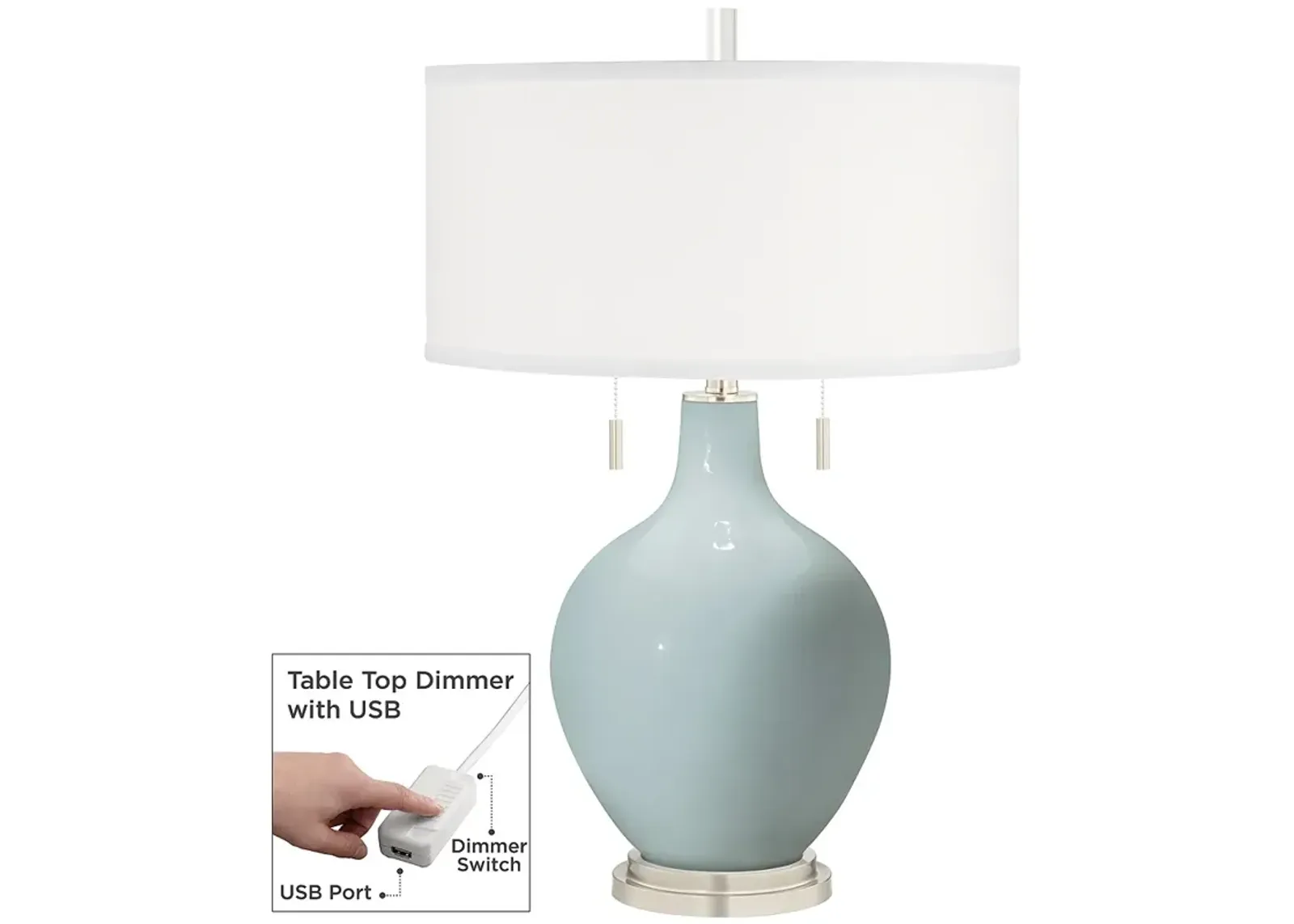 Color Plus Toby 28" High Rain Blue Table Lamp with USB Dimmer