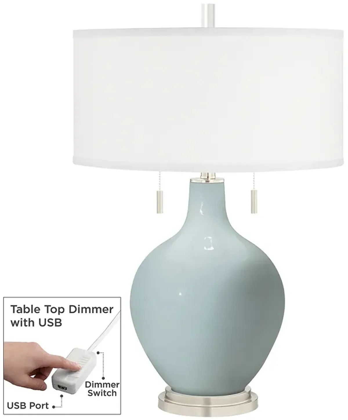 Color Plus Toby 28" High Rain Blue Table Lamp with USB Dimmer