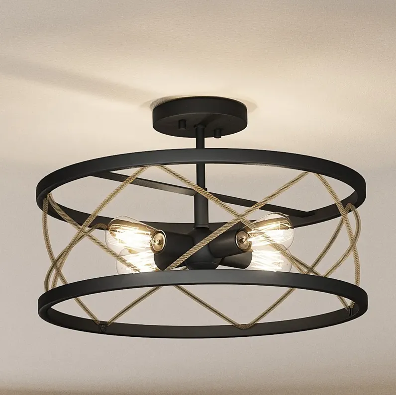 Quoizel Cedar Park 18"W Matte Black 4-Light Ceiling Light