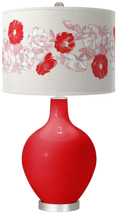 Bright Red Rose Bouquet Ovo Table Lamp