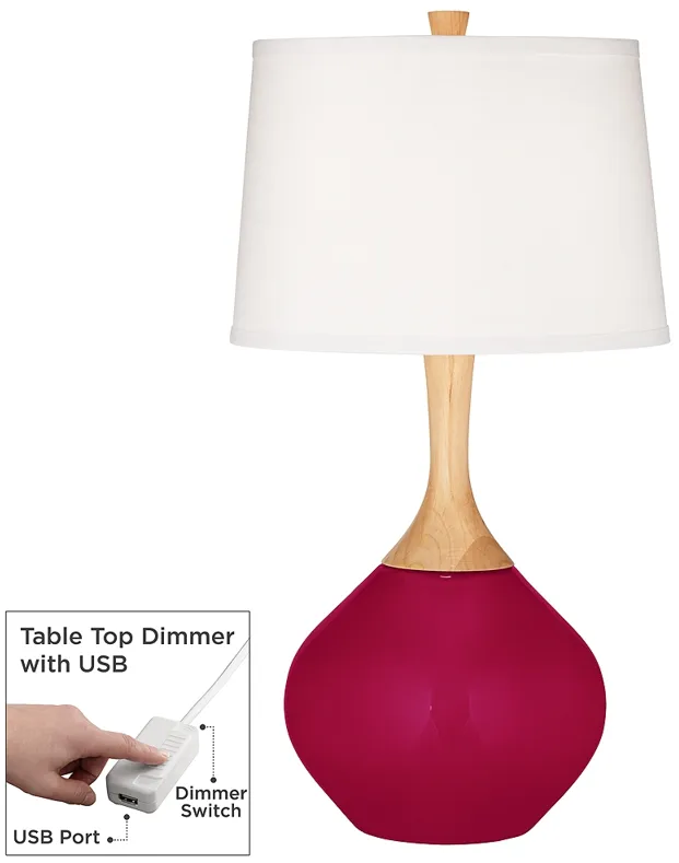 French Burgundy Wexler Table Lamp with Dimmer