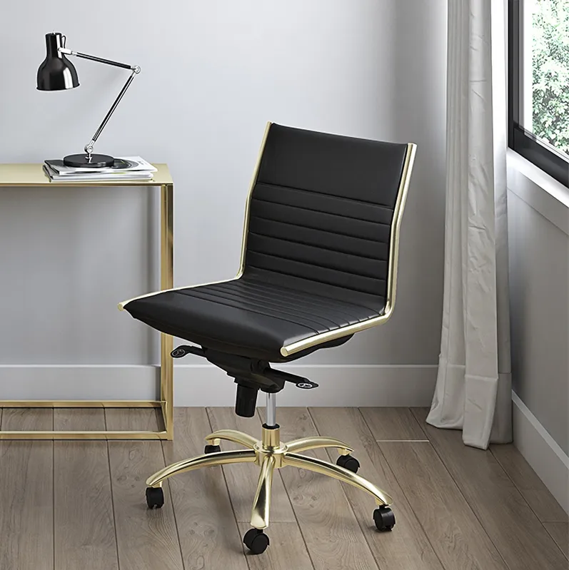 Dirk Black Faux Leather Low Back Swivel Office Chair