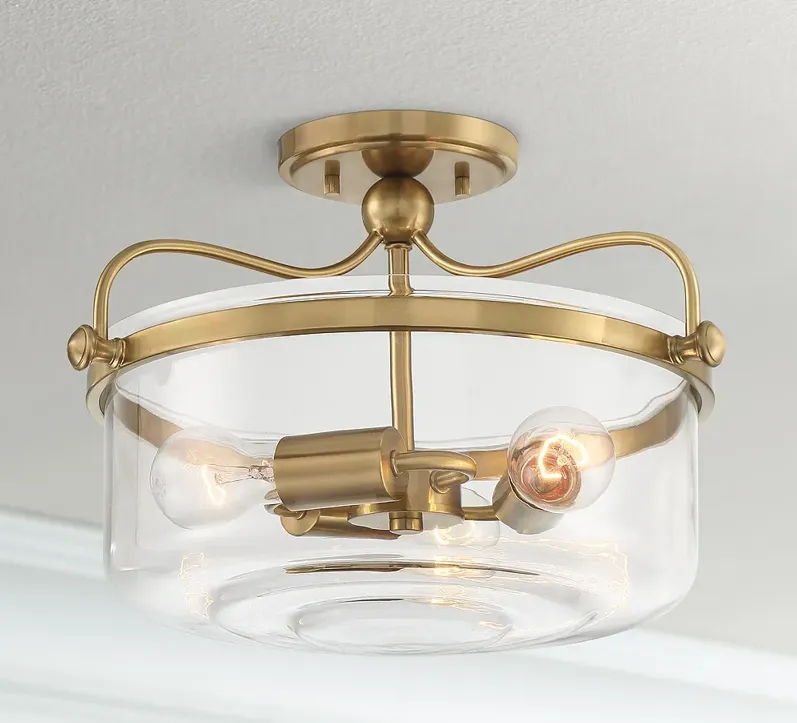 Possini Euro Kavida 15" Wide Soft Gold 3-Light Ceiling Light