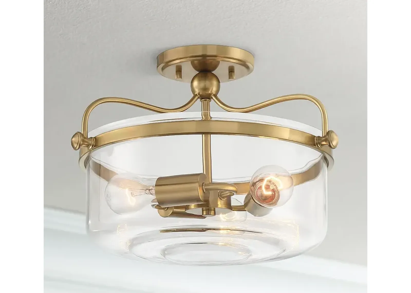 Possini Euro Kavida 15" Wide Soft Gold 3-Light Ceiling Light