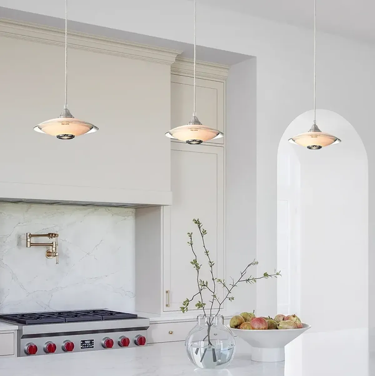 Possini Euro Saucer 8"W Nickel and Glass LED Mini Pendant Set of 3