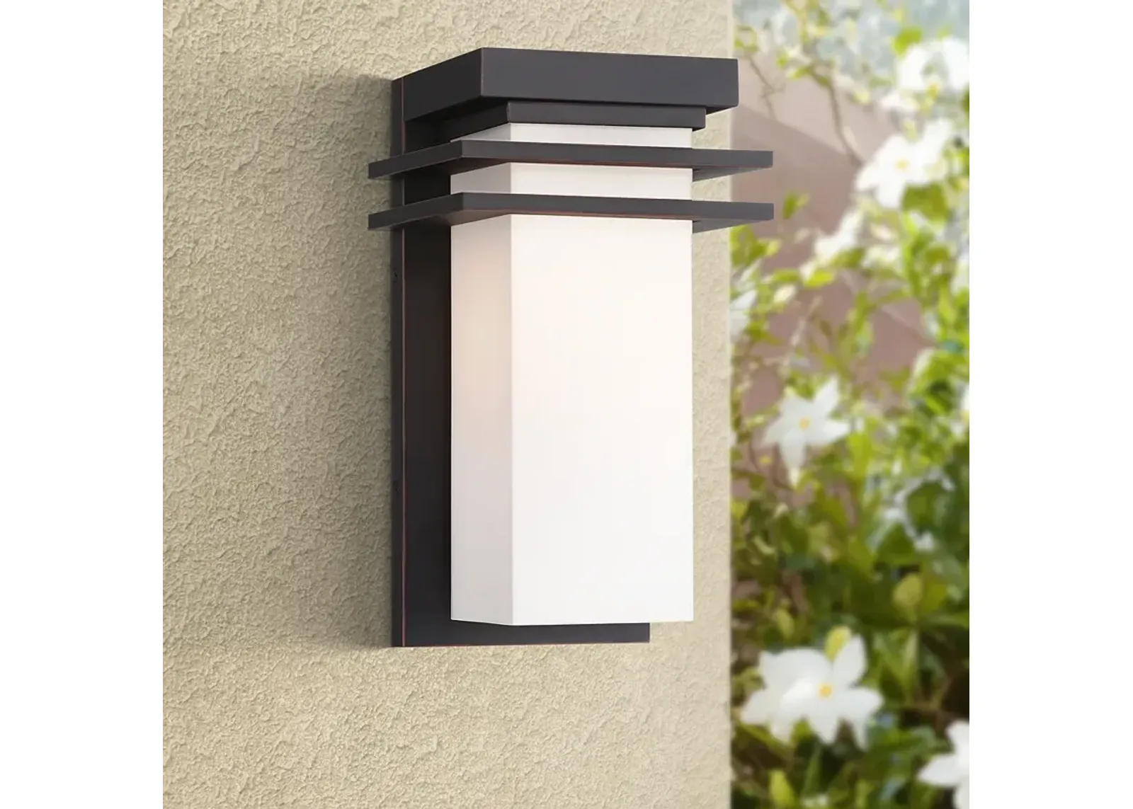 Bernadine 12" High Black and White Glass Outdoor Wall Light