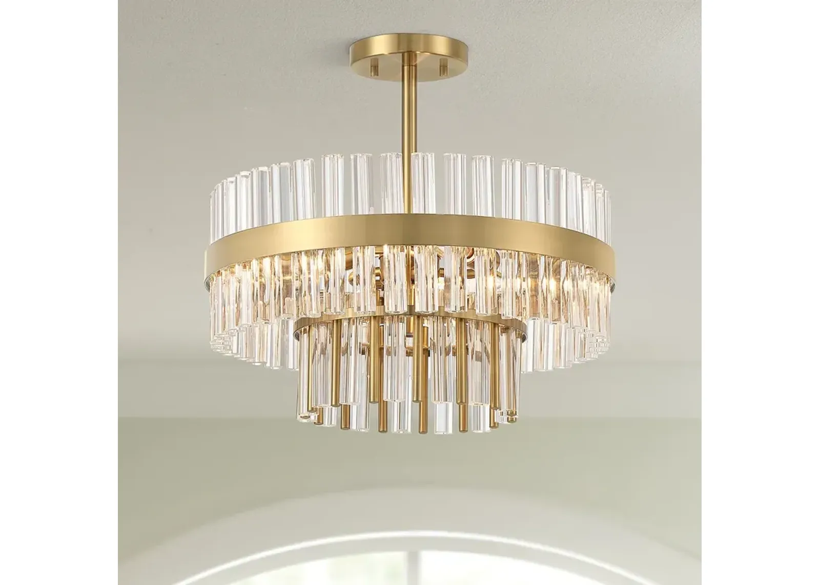 Possini Euro Jenna 16" Wide Soft Gold 3-Light Ceiling Light