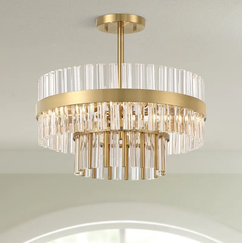 Possini Euro Jenna 16" Wide Soft Gold 3-Light Ceiling Light