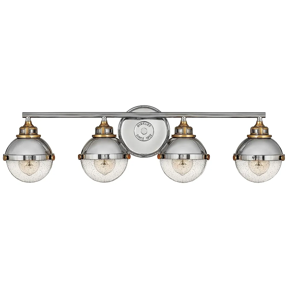 Hinkley Fletcher 32" Wide Polished Nickel 4-Light Bath Light